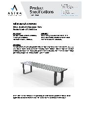 Astra Street Furniture Milan suite – bench 1800 Aluminium specifications
