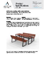 Milan picnic setting with seats 1800 from Astra Street Furniture. - Western Red Cedar Specification